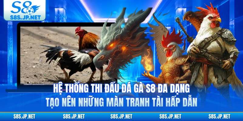 Hệ thống thi đấu đá gà S8 đa dạng, tạo nên những màn tranh tài hấp dẫn